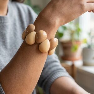 Vintage Natural Bone Chunky 2" Wide Bracelet